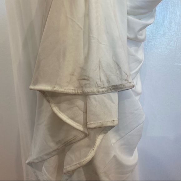 Anthropologie | Mac Duggal 26517 One Shoulder Ruched Jersey Gown In White Size 0 - Picture 9 of 13